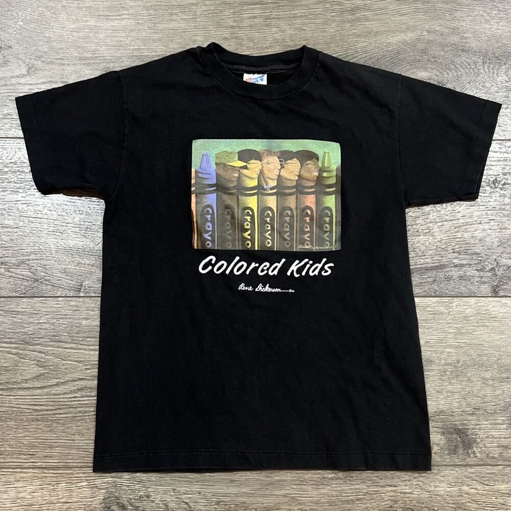 RARE 1992 Version! Vintage Hanes Colored Kids Renรฉ Dickerson Art Crayons T-Shirt